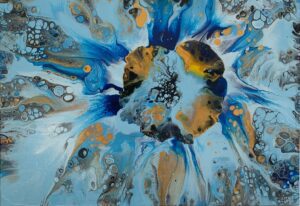 Blue Gold Vortex 59 x 41.5 x 2 cms