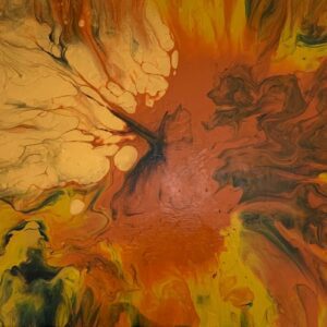 Gold Orange Crescendo 40 x 30 x 2 cms