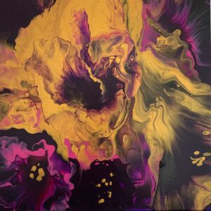 Golden Flower 40 x 40 x 2 cms