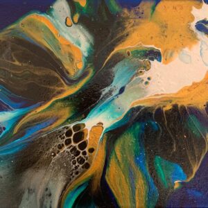 Midnight Blue and Gold 30 x 25 x 2 cms