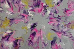 Pink and Purple on Grey - 76 x 50 x 4 cms