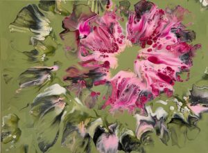Pinks on Veridian Number 1 80 x 60 x 4 cms