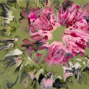 Pinks on Veridian Number 1 80 x 60 x 4 cms