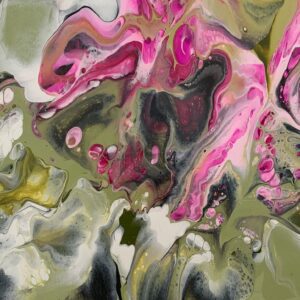 Pinks on Veridian Number 2 29.5 x 41.5 x 2 cms