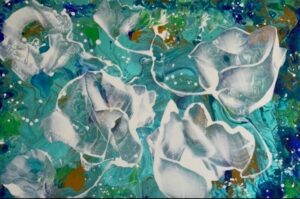Lillies Afloat 61 x 91 x 2cms